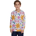 Pattern Background Vintage Floral Kids  Crewneck Sweatshirt