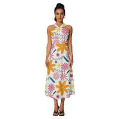 Sleeveless Cross Front Cocktail Midi Chiffon Dress 