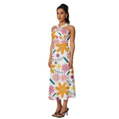 Sleeveless Cross Front Cocktail Midi Chiffon Dress 