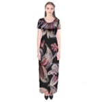 Flowers Floral Pattern Design Short Sleeve Maxi Dress