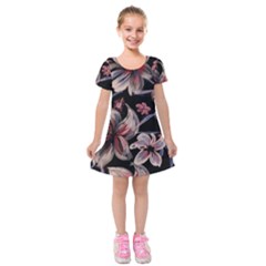 Flowers Floral Pattern Design Kids  Short Sleeve Velvet Dress from ArtsNow.com