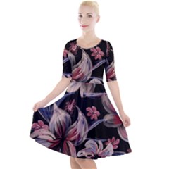 Quarter Sleeve A-Line Dress 