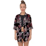 Flowers Floral Pattern Design Open Front Chiffon Kimono