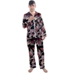 Flowers Floral Pattern Design Men s Long Sleeve Satin Pajamas Set