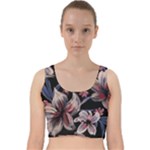 Flowers Floral Pattern Design Velvet Racer Back Crop Top