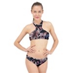 Flowers Floral Pattern Design High Neck Bikini Set