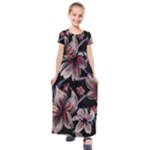 Flowers Floral Pattern Design Kids  Short Sleeve Maxi Dress