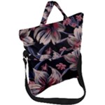 Flowers Floral Pattern Design Fold Over Handle Tote Bag