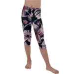 Flowers Floral Pattern Design Kids  Lightweight Velour Capri Leggings 