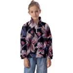 Flowers Floral Pattern Design Kids  Half Zip Hoodie