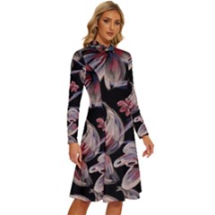 Long Sleeve Shirt Collar A-Line Dress 