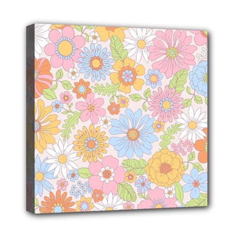 Pattern Background Vintage Floral Mini Canvas 8  x 8  (Stretched) from ArtsNow.com