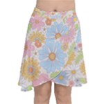 Pattern Background Vintage Floral Chiffon Wrap Front Skirt