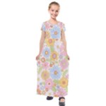 Pattern Background Vintage Floral Kids  Short Sleeve Maxi Dress