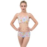 Pattern Background Vintage Floral Layered Top Bikini Set