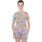 Pattern Background Vintage Floral Women s T-Shirt and Shorts Set