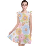 Pattern Background Vintage Floral Tie Up Tunic Dress