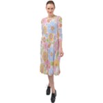 Pattern Background Vintage Floral Ruffle End Midi Chiffon Dress