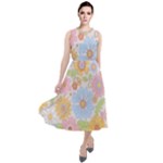 Pattern Background Vintage Floral Round Neck Boho Dress