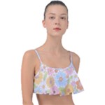 Pattern Background Vintage Floral Frill Bikini Top