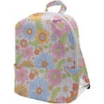 Pattern Background Vintage Floral Zip Up Backpack