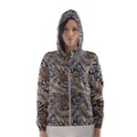 Brown Vintage Background Vintage Floral Pattern Women s Hooded Windbreaker