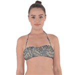 Brown Vintage Background Vintage Floral Pattern Tie Back Bikini Top