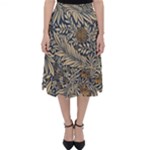 Brown Vintage Background Vintage Floral Pattern Classic Midi Skirt