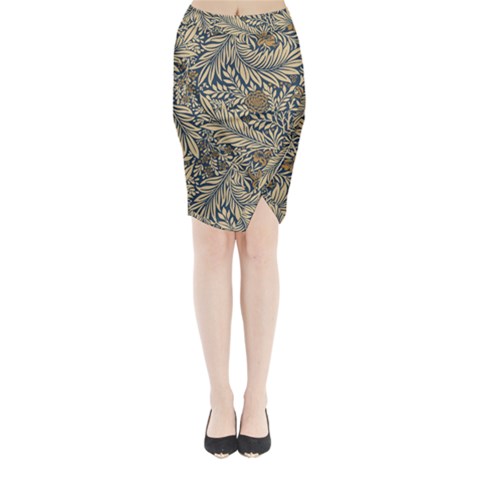 Brown Vintage Background Vintage Floral Pattern Midi Wrap Pencil Skirt from ArtsNow.com