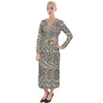 Brown Vintage Background Vintage Floral Pattern Velvet Maxi Wrap Dress