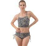 Brown Vintage Background Vintage Floral Pattern Mini Tank Bikini Set