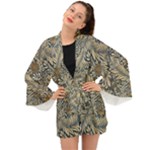 Brown Vintage Background Vintage Floral Pattern Long Sleeve Kimono