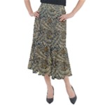 Brown Vintage Background Vintage Floral Pattern Midi Mermaid Skirt