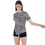 Brown Vintage Background Vintage Floral Pattern Asymmetrical Short Sleeve Sports T-Shirt