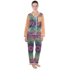 Women s Long Sleeve Satin Pajamas Set	 