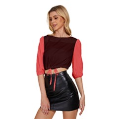 Mid Sleeve Drawstring Hem Top 