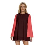 4 Farben 2 Round Neck Long Sleeve Bohemian Style Chiffon Mini Dress