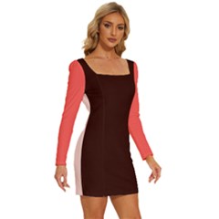 Long Sleeve Square Neck Bodycon Velvet Dress 