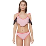 4 farben  Ruffle Edge Tie Up Bikini Set	