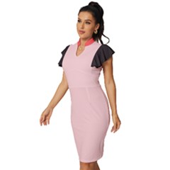 Vintage Frill Sleeve V-Neck Bodycon Dress 