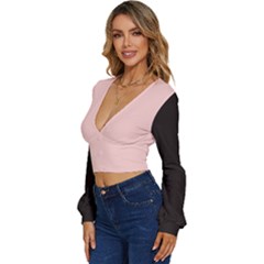 Long Sleeve Deep-V Velour Top 