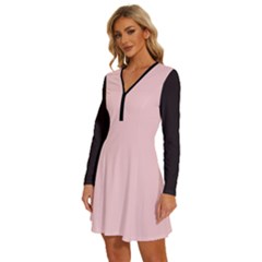 Long Sleeve Deep V Mini Dress  