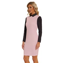 Long Sleeve Shirt Collar Bodycon Dress 