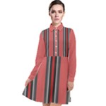 Rosa Grau Streifen Long Sleeve Chiffon Shirt Dress