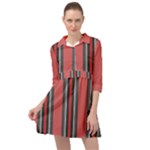 Rosa Grau Streifen Mini Skater Shirt Dress