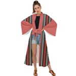 Rosa Grau Streifen Maxi Kimono