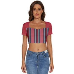 Short Sleeve Square Neckline Crop Top  