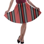 Dunkelrot4 Rosa Grau Streifen Dunkelrot3 A-line Skater Skirt