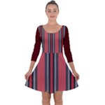 Dunkelrot4 Rosa Grau Streifen Dunkelrot3 Quarter Sleeve Skater Dress