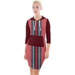 Dunkelrot4 Rosa Grau Streifen Dunkelrot3 Quarter Sleeve Hood Bodycon Dress